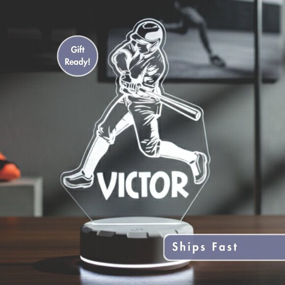 Baseball Night Light – Personalized LED Lamp for Sports Lovers - Picture 1 of 8